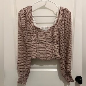 Abercrombie & Fitch mauve Long Sleeve Smocked Blouse